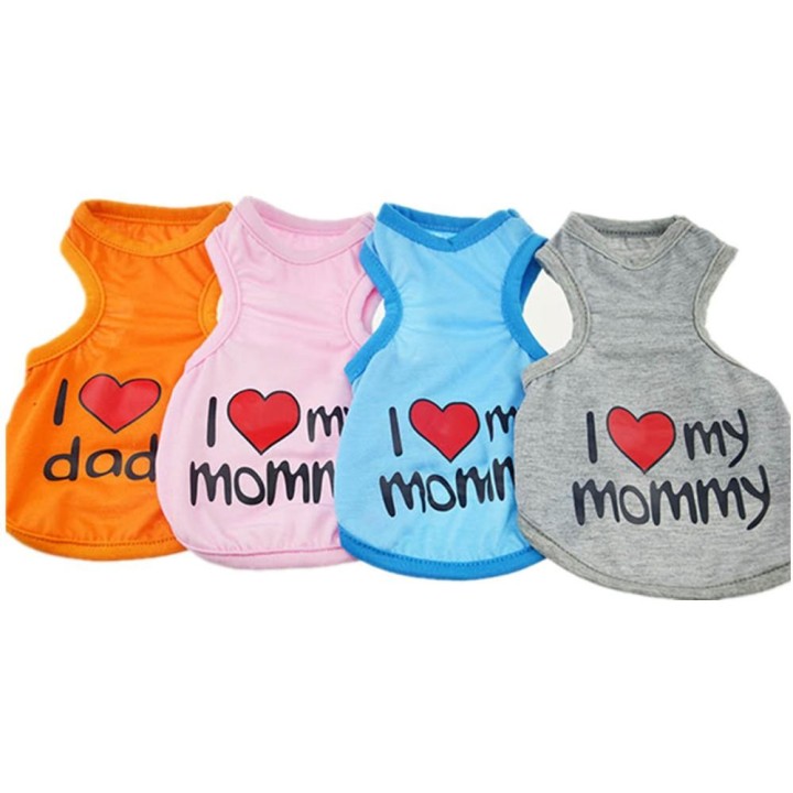 Niedliche Weste mit Pfotenaufdruck und Herz-/Liebesmotiv für kleine Hunde, Kleidung für Sommer, Frühling, T-Shirts für Hunde,