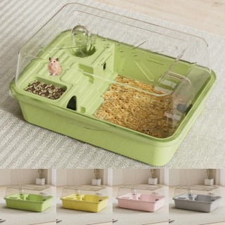 Belüfteter Hamster-Lebensraum, transparente Abdeckung, kleines Haustierhaus, Villa, Hamsterkäfig für Hasenmäuse weiß