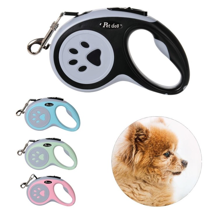 3 m 5 m Hunde-Nylonleine für kleine, mittelgroße und große Hunde, Welpenpfoten-Design, starkes einziehbares Zugseil, Haustier