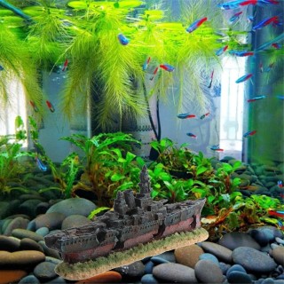 Aquarium-Dekoration, Kampfflugzeug, Vintage-Flugzeug, Ruinen, Fisch- und Garnelenunterschlupf, Höhle, Versteck, Kunstharz, Aq