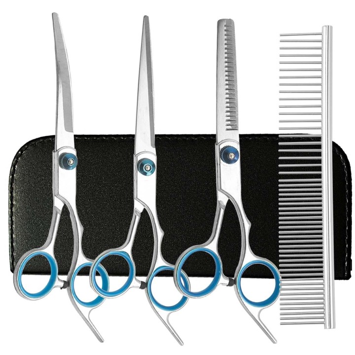 1 Set Professionelle Haustierschere Hundepflegeschere Haarschneidewerkzeuge blau
