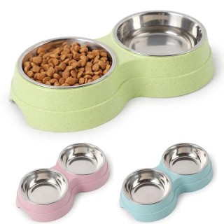 Doppel Pet Schüsseln Hundefutter Wasser Feeder Edelstahl Pet Trinken Feeder Dish Katze Welpen Fütterung Liefert Kleine Hund Z