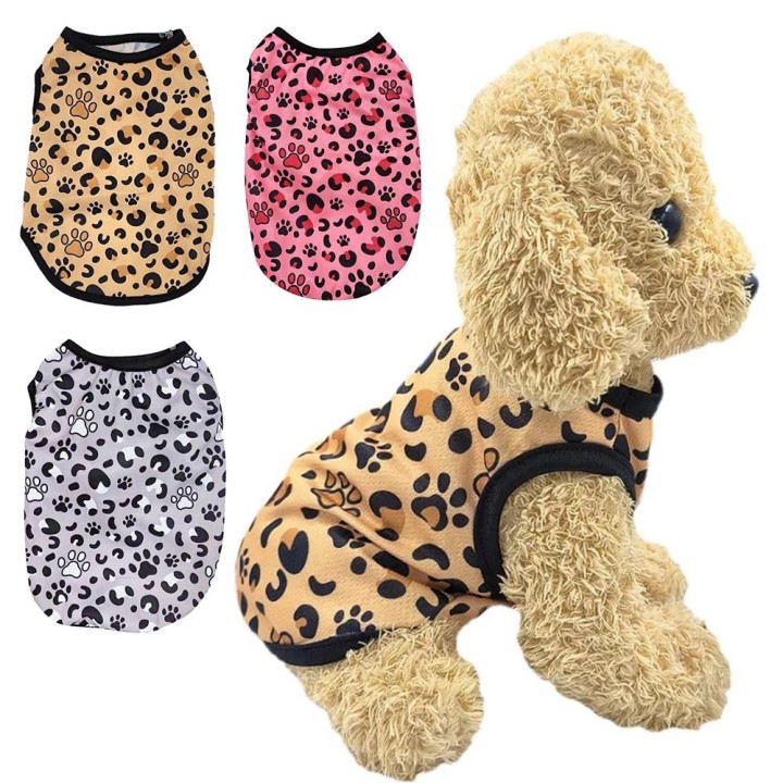 Hundeweste mit Leopardenmuster, Kleidung für kleine und mittelgroße Hunde, Katzen, atmungsaktives Mesh-T-Shirt für den Sommer
