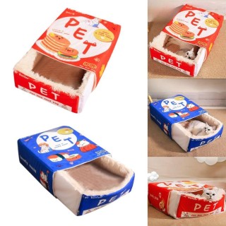 Cartoon Keksdose Plüsch Katze Schlafsack süße Katze Kissen Höhle Heimtierbedarf rot