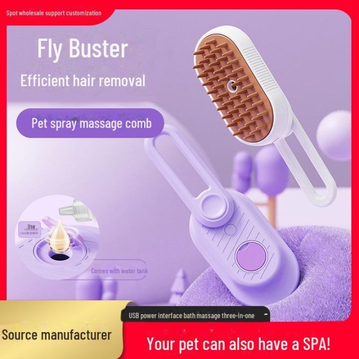 Drehbarer elektrischer Kamm zur Tierhaarentfernung: Anti-Flyaway-Massagebürste für Katzen und Hunde. No-rinse Essence