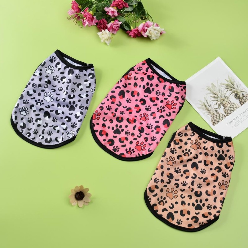 Katzenweste mit Leopardenmuster, Kleidung für kleine und mittelgroße Hunde, atmungsaktiv, für den Sommer, Welpen-Kätzchen-Kos