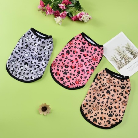 Katzenweste mit Leopardenmuster, Kleidung für kleine und mittelgroße Hunde, atmungsaktiv, für den Sommer, Welpen-Kätzchen-Kos