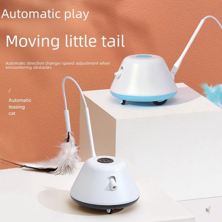 Elektrisches Katzenspielzeug für Haustiere: Automatischer Infrarot-Feder-Teaser und Drehteller zur Linderung von Langeweile S