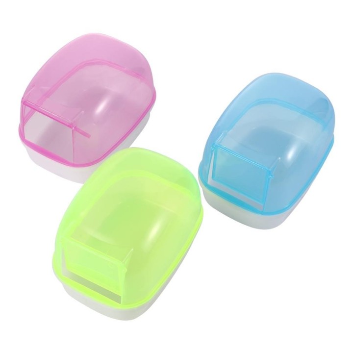 with Door Dustproof Mini Pet Hamster Playing Pet Sand Bathtub Hamster Bathroom Pet Sauna Box rosa