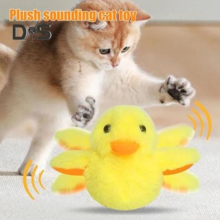 1/2 Stück flatternde Ente Katzenspielzeug Interaktives quakendes gelbes Plüsch-Enten-Kätzchenspielzeug USB wiederaufladbare b