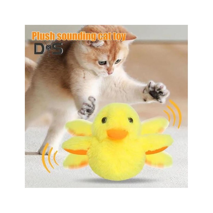 1/2 Stück flatternde Ente Katzenspielzeug Interaktives quakendes gelbes Plüsch-Enten-Kätzchenspielzeug USB wiederaufladbare b