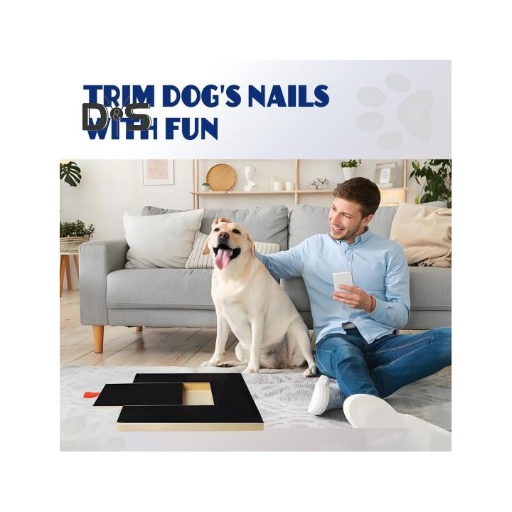 Kratzbrett für Hundenägel mit Leckerli-Box, hölzernes Hundenagelfeilebrett, Snackbox, Hundepfotenschleifer, Selbstkratzbrett