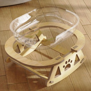 Katzenbett aus Holz, Raumkapsel, Aktivitätszentrum für Katzen, leicht zu reinigen, stabiler Ständer aus Massivholz