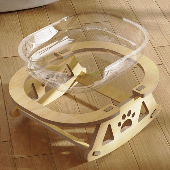 Katzenbett aus Holz, Raumkapsel, Aktivitätszentrum für Katzen, leicht zu reinigen, stabiler Ständer aus Massivholz