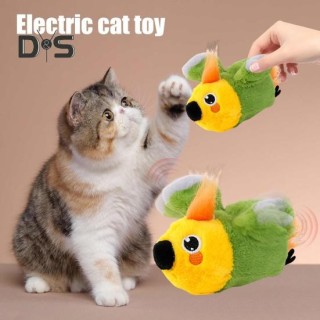 Elektrisches Katzenspielzeug, Plüsch-Stimulationstiere mit Vibration und Zwitschergeräusch, berührungsaktiviertes interaktive