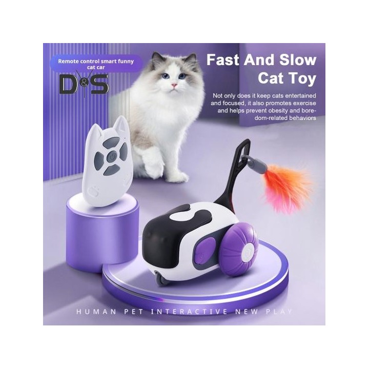 Ferngesteuertes, intelligentes elektrisches Katzenspielzeug, wiederaufladbar über USB, bewegliches mobiles Autospielzeug mit