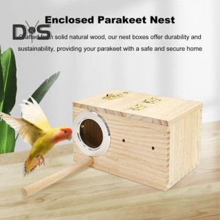 Sittich-Nistkasten, Vogelnest aus Holz, Brutkasten mit Sitzstange, Vogelkäfig, Haus für Unzertrennliche, Nymphensittiche, Wel