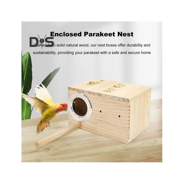 Sittich-Nistkasten, Vogelnest aus Holz, Brutkasten mit Sitzstange, Vogelkäfig, Haus für Unzertrennliche, Nymphensittiche, Wel