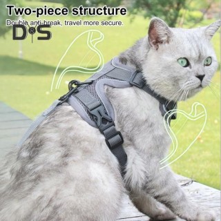 Katzengeschirr und Leine, reflektierende Streifen, Jacke, atmungsaktiv, verstellbare Weste, Geschirr, ausbruchsicher, leicht