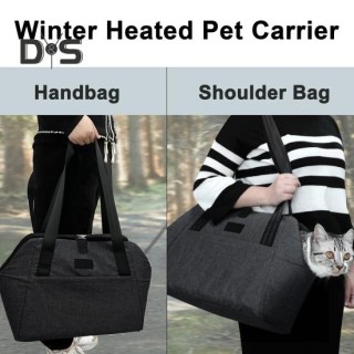 Beheizte Tragetasche für Haustiere, 3 einstellbare Heizstufen, Winter-Reisetasche für Haustiere im Freien mit Heizkissen für