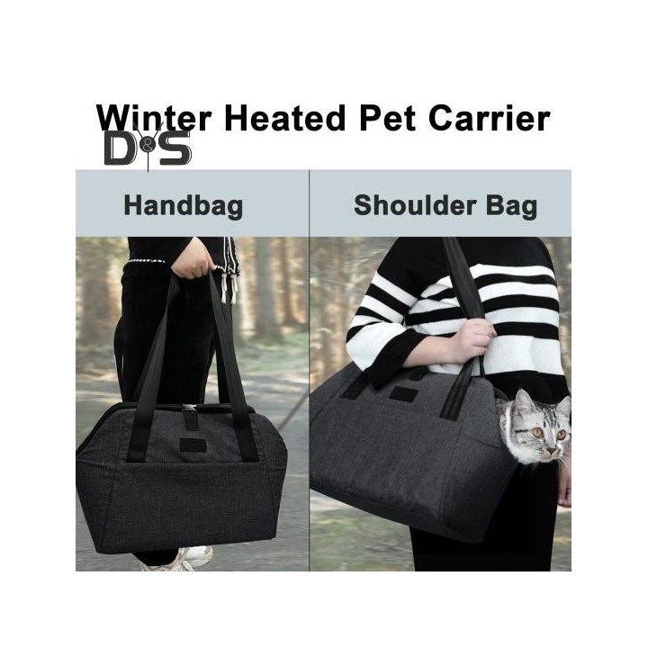 Beheizte Tragetasche für Haustiere, 3 einstellbare Heizstufen, Winter-Reisetasche für Haustiere im Freien mit Heizkissen für