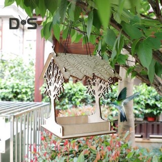 Vogelhäuschen aus Holz zum Aufhängen im Freien, Zedernholz, für Wildvögel, wetterfest, für den Garten, Vogelhäuschen, Futterh