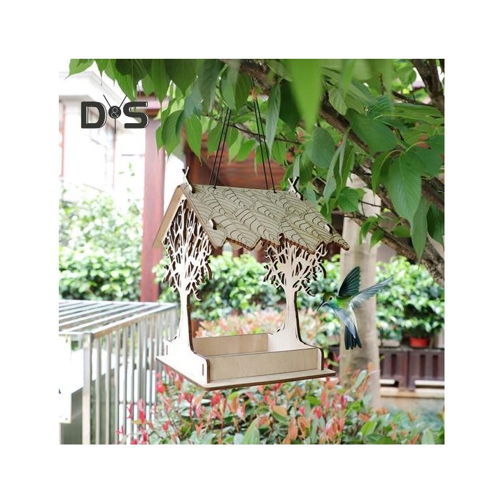 Vogelhäuschen aus Holz zum Aufhängen im Freien, Zedernholz, für Wildvögel, wetterfest, für den Garten, Vogelhäuschen, Futterh