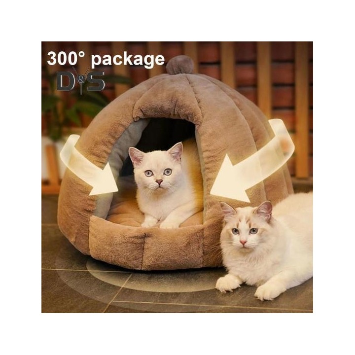 Kürbis-Katzenbett, gemütliches Haustiernest, weiche Katzenhöhle, Bett, Haustierhauszelt mit abnehmbarem Kissen, warmer Katzen