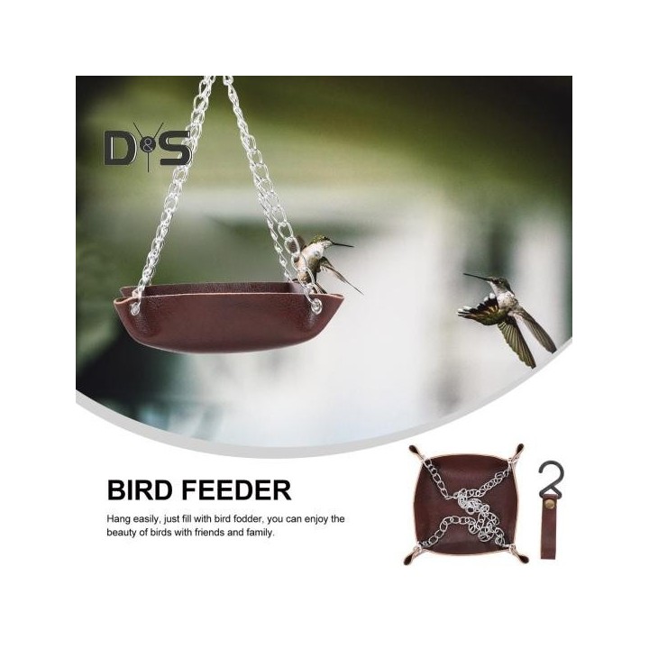 Hängende Vogelfutterstation, Kolibri-Futterspender für den Außenbereich, Futtertablett aus Kunstleder, Metallgeflecht, zieht