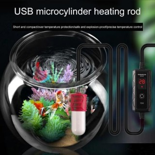 mit eingebautem Thermometer Aquarium Heizung Energiesparende Praktische Schildkröte Mini USB Heizstab weiß