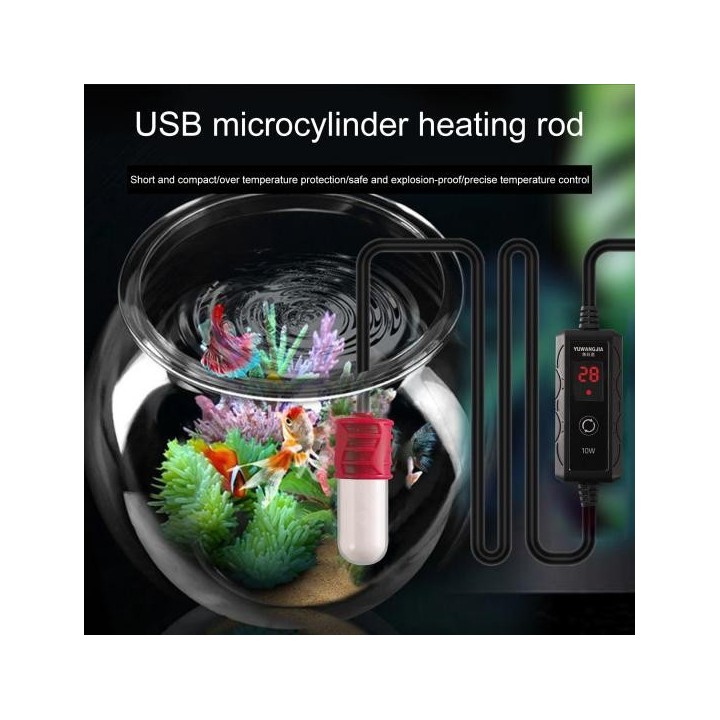 mit eingebautem Thermometer Aquarium Heizung Energiesparende Praktische Schildkröte Mini USB Heizstab weiß