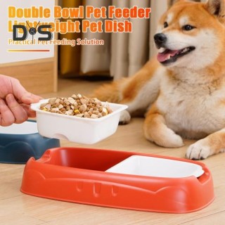Doppelter Futternapf aus Kunststoff, tragbar, mit Überlaufschutz, für Wasser und Futter, rutschfester Futternapf für den Auße