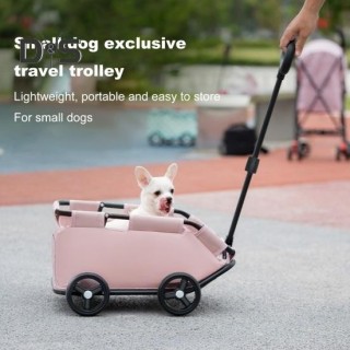 Hundewagen mit 4 Rädern, zusammenklappbar, für kleine Hunde und Katzen, Haustier-Kinderwagen zum Reisen, Einkaufen, Spazieren