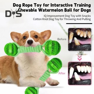 Hundeseilspielzeug, interaktiver Ball zur Futterausgabe, Seilspielzeug zur Zahnreinigung, Haustierspiel, Kauspielzeug mit Was
