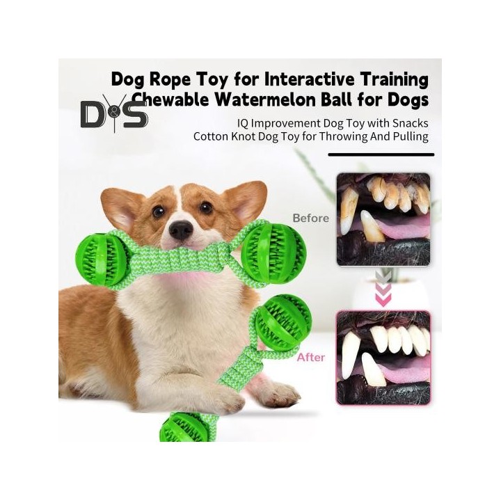 Hundeseilspielzeug, interaktiver Ball zur Futterausgabe, Seilspielzeug zur Zahnreinigung, Haustierspiel, Kauspielzeug mit Was