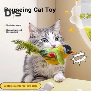 Interaktives zwitscherndes Vogel-Katzenspielzeug, berührungsaktivierter elektrischer Vogel, realistische Simulation, Plüsch-V