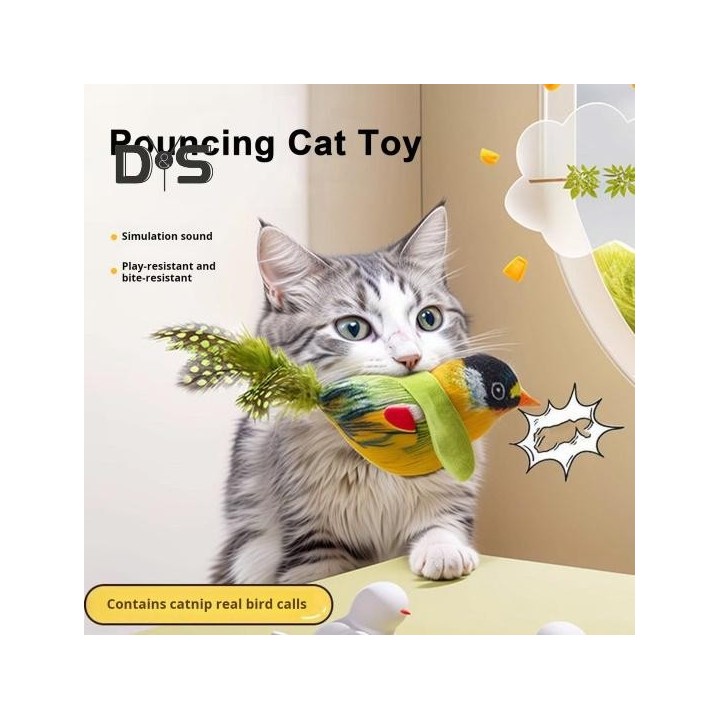 Interaktives zwitscherndes Vogel-Katzenspielzeug, berührungsaktivierter elektrischer Vogel, realistische Simulation, Plüsch-V