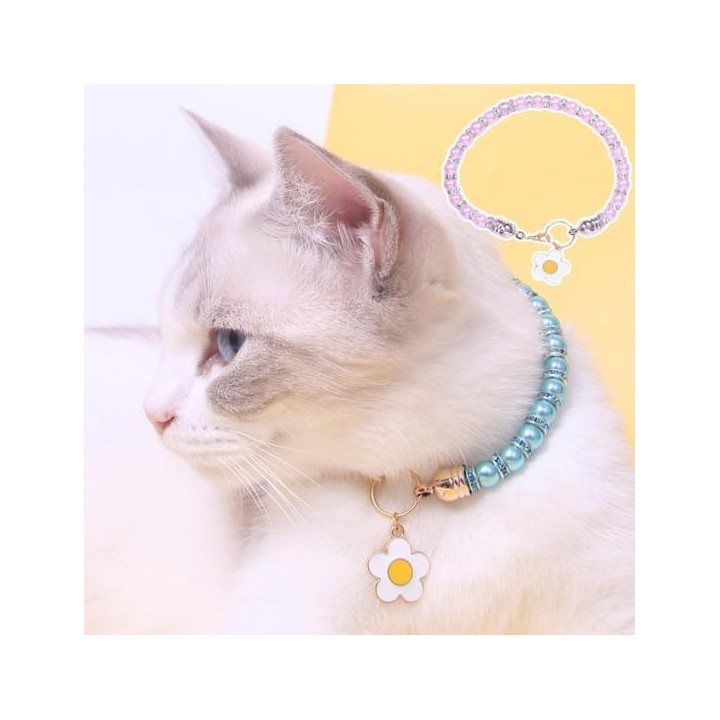 Leichtes Haustierhalsband, exquisiter, stilvoller Halsschmuck für Katzen und Hunde L weiß