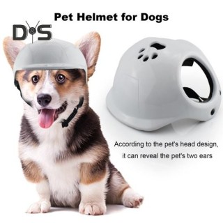 Haustierhelm mit Ohrlöchern, Hunde-Sicherheitshut, winddicht, verstellbar, Welpen-Motorradhelm für Reiten im Freien, Wandern,