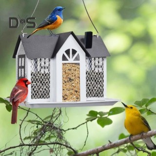 Vogelhäuschen zum Aufhängen für den Garten, 3 Fächer, große Kapazität, Dekoration für den Außenbereich, aus Metall, Futtervor