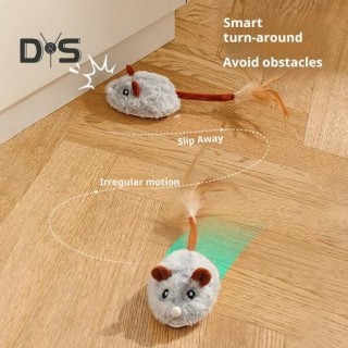 Elektrisches Maus-Katzenspielzeug, wiederaufladbar über USB, interaktives Kätzchenspielzeug mit Federschwanz, automatisch bew