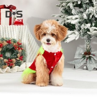 Weihnachts-Hundekleidung für Hunde und Katzen, Haustier-Verkleidung als grünes Charakter-Outfit, Urlaubs-Cosplay-Party-Kostüm