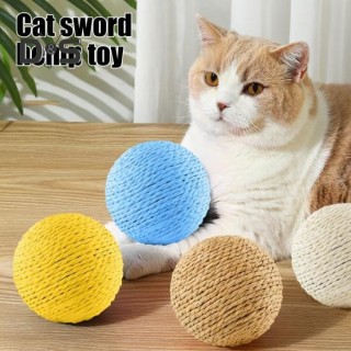 Sisalball für Katzen, interaktives Katzenkratzball-Spielzeug, natürlicher Sisal-Kratzball mit Sound für das Zahnreinigungstra