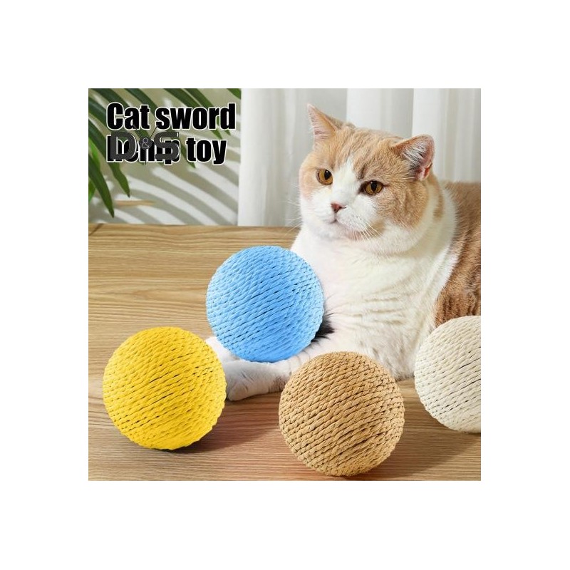 Sisalball für Katzen, interaktives Katzenkratzball-Spielzeug, natürlicher Sisal-Kratzball mit Sound für das Zahnreinigungstra
