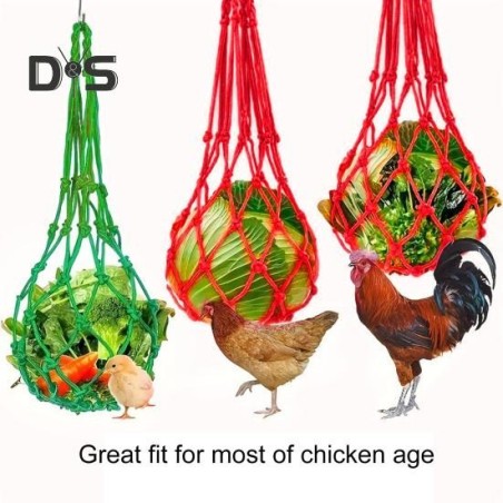1 Stück/2 Stück Hühner-Gemüse-Obst-Hängefutterspender Hühnerstall Kohlhalter Einkaufsnetz mit Aufhänger Geflügelfütterungswer