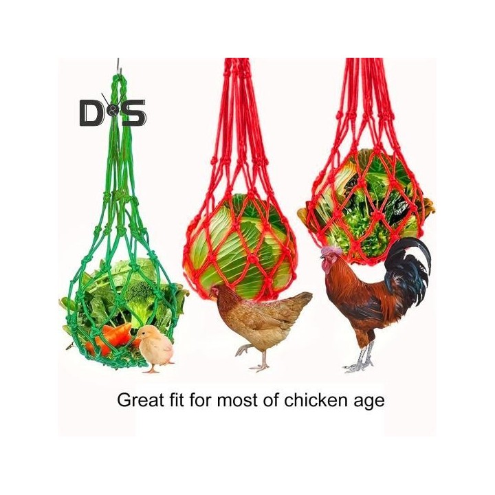 1 Stück/2 Stück Hühner-Gemüse-Obst-Hängefutterspender Hühnerstall Kohlhalter Einkaufsnetz mit Aufhänger Geflügelfütterungswer