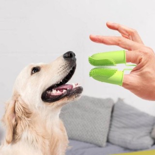 Entfernen Sie Plaque Pet Finger Zahnbürste nicht leicht verformt leichte Fresh Breath Katze gelb