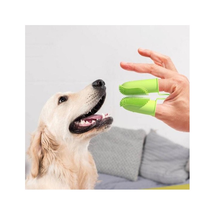 Entfernen Sie Plaque Pet Finger Zahnbürste nicht leicht verformt leichte Fresh Breath Katze gelb