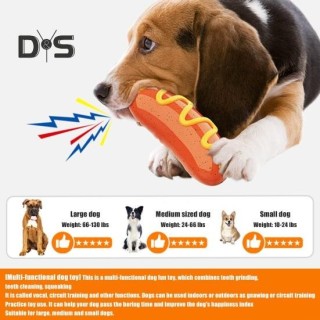 Unzerstörbares Kauspielzeug für Hunde, für aggressive Kauer, interaktives, quietschendes Welpenspielzeug, Hot-Dog-Design, Zah