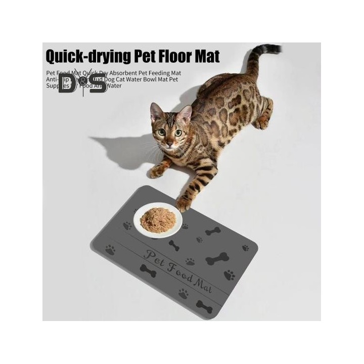 Futtermatte für Haustiere, schnelltrocknend, saugfähig, rutschfest, Kieselalgenschlamm, Wassernapfmatte für Hunde und Katzen,